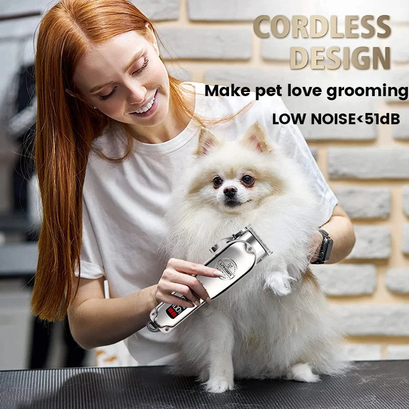 Professional Rechargeable Pet Hair Clipper – Low Noise Grooming Trimmer